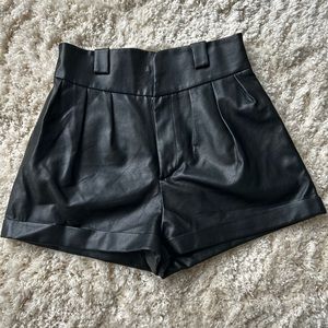 High Waisted Leather Shorts